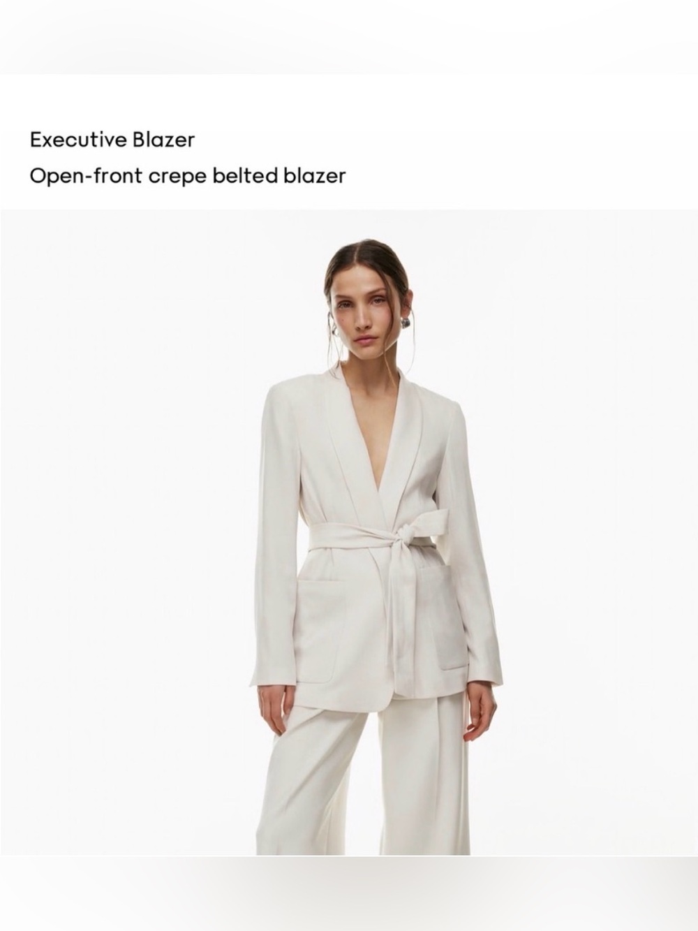 Aritzia Babaton Executive Blazer XS Matte Pearl Belted Wrap Crepe
